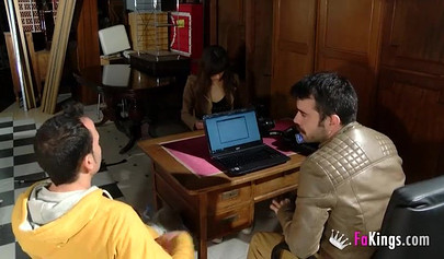 Young teen Casandra comes for a job interview but ends up with a dick up her ass