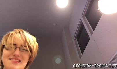 Redhead teen gives a blowjob and rides a dick until she receives some nice cum