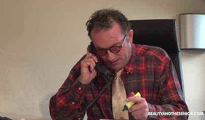 Old boss has hardcore sex with his young teenage employee and the bitch loves it