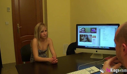 Sticking a dick up a young teen girl's ass in her first porno casting ever