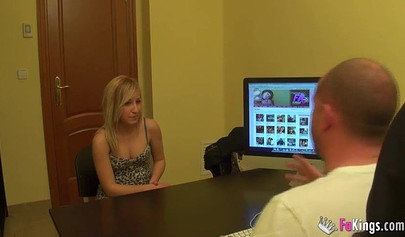 Sticking a dick up a young teen girl's ass in her first porno casting ever