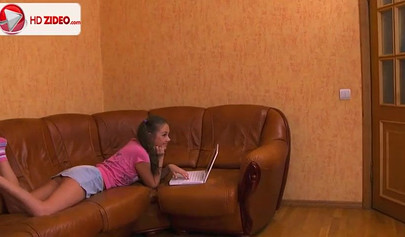 Hot teen slut with pigtails sucks and fucks a huge dick until they both cum