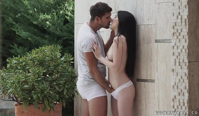 Hungarian teen whore gets fucked in her cute cunt by the pool and loves it