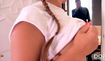 Teen slut Olivia Nice rides a huge ass dick until it covers her booty in cum