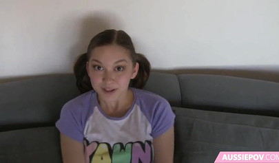 Hot cute and small teen takes up a huge dick and sucks it before putting it in