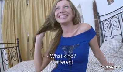 Beautiful teen girl uses a toy to fuck herself before the actual sexy time