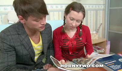 Tiny teen brunette gets fucked in her pussy and then asshole by her own brother