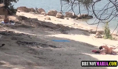 Hot teen girl fucks a voyeur on the public beach and gets it all on recording