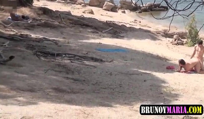 Hot teen girl fucks a voyeur on the public beach and gets it all on recording