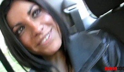 Cute Latina teen girl sucks and fucks a dick in a public space and she loves it