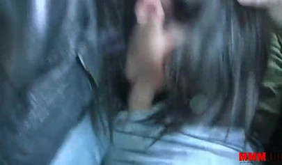 Cute Latina teen girl sucks and fucks a dick in a public space and she loves it