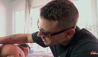 Little petite teen with bubble but gets fucked hard in her insides and loves it