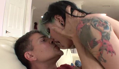 Teen babysitter Nicole Malice gets horny and fucks a massive dick on a sofa