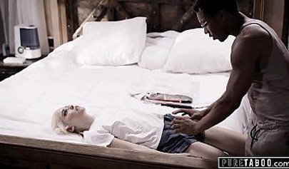 Blind teen blonde tricked by a fake doctor into getting her cunt creamed up