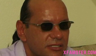 Slim brunette stepdaughter takes her huge stepdad's dick in her tiny mouth