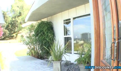 Hot teen masturbates then gets fucked and takes a massive facial by her neighbor