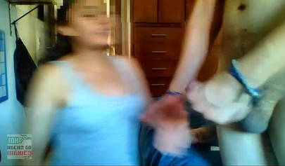 Amateur Latina teen chick gets to suck a dick and fill her little twat with cum