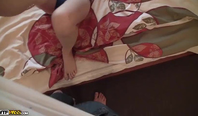 Beautiful teenage slut with small tits and gorgeous eyes gets fucked on tape