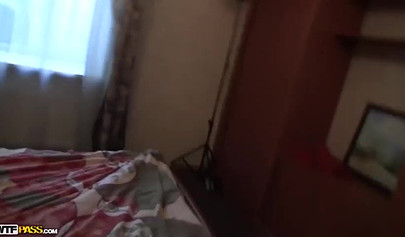 Beautiful teenage slut with small tits and gorgeous eyes gets fucked on tape