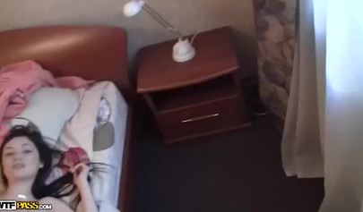 Beautiful teenage slut with small tits and gorgeous eyes gets fucked on tape