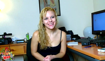 Hot teenage slut chokes on a dick and gets her little cunt nicely fucked on tape