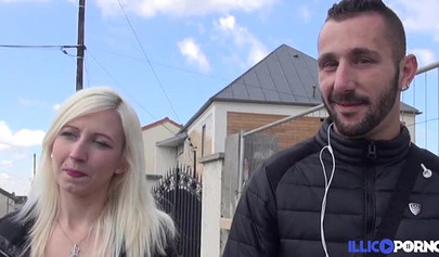 German street teen whore gets taken to a flat and sucks a dick and gets fucked