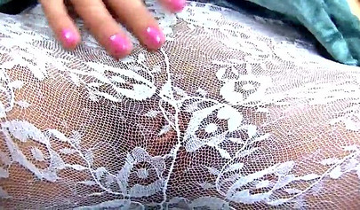 Busty teenage whore in translucent socks loves to destroy her pussy with dildos