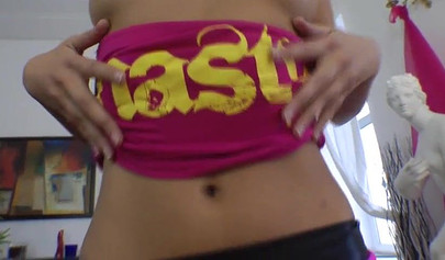 Young Russian teenage slut sucks a dick and fucks herself with a huge red dildo