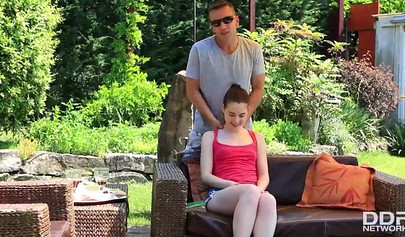 Young college teenage girl Amber Nevada sucks and fucks on a dick for a cumshot