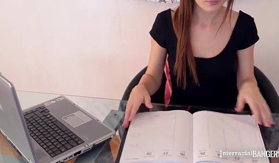 Interracial fuck session with a BBC and a brunette teenage slut Timea Bella