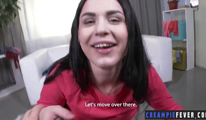 Hot teenage slut Merri Heys deepthroats a dick and then gets her ass fucked