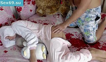 A sick big brother decides to fuck his little teenage sister in her own bed