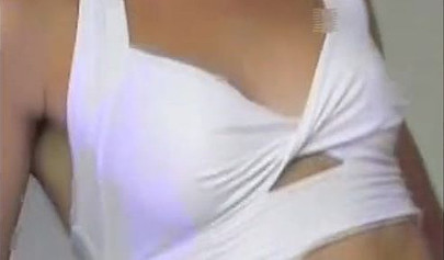 Beautiful teenage girl with a great fit body masturbates with a yellow dildo