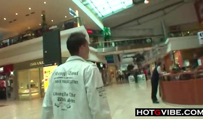 Teen girl takes on two penises in the mall changing room and loves the feeling