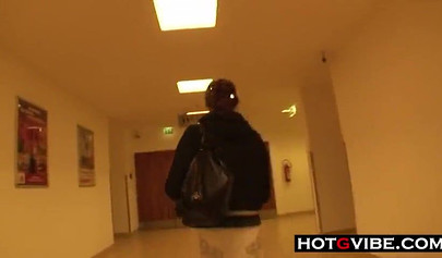 Teen girl takes on two penises in the mall changing room and loves the feeling