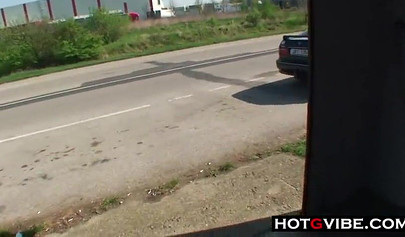 Skinny teenage sluts fucks a couple of boys out in public and she loves it