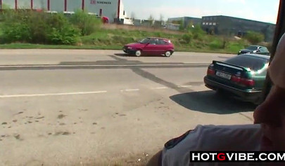 Skinny teenage sluts fucks a couple of boys out in public and she loves it