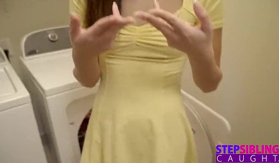 Brother rips his teenage sisters yoga pants and fucks her pussy on the spot