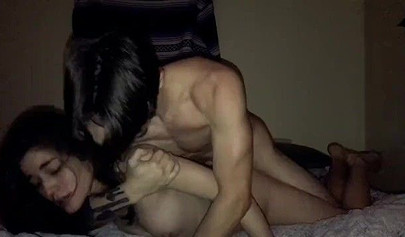 A nice guy fucks his hot teenage girlfriend with green eyes on an old dusty bed