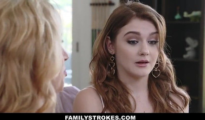 Teenage stepsiblings have rough but passionate sex in front of their stepmother