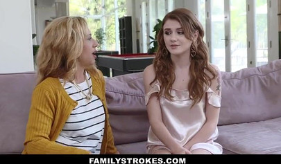 Teenage stepsiblings have rough but passionate sex in front of their stepmother