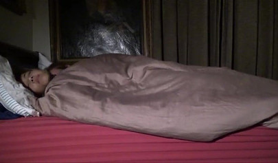 Small ebony teenage sister shares a bed with brother and ends up fucking him