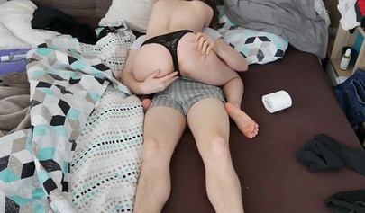 Sexy amateur college teen whore fucked in her tight pussy on a big king size bed