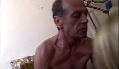 Old working man grandpa fucks a sexy blonde teen chick as a payment after work