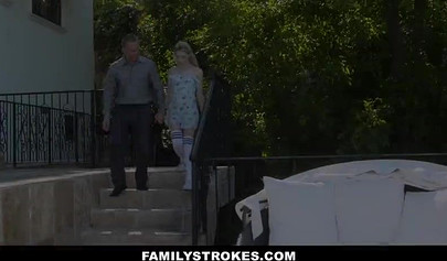 Stepdad takes his teenage slutty daughters virginity in a nice hot porn video