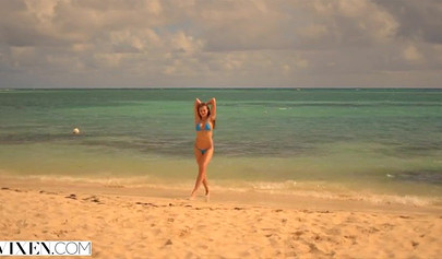 College teenage babe has sex with an older couple while they are on vacation