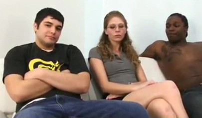 Teenage babe trashed by a massive big schlong in front of her beta boyfriend