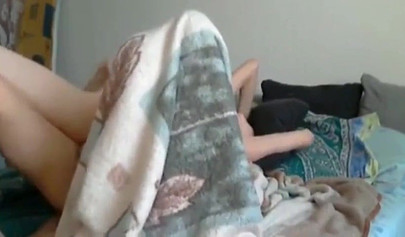 Innocent small cute teen babe sharing bed with her roommate makes love to him