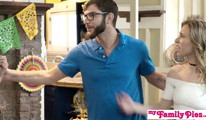 My stepsister shares my dick with another one of her hot teenage girlfriends