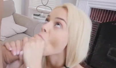 Blonde teen sucks and fucks and gets a nice load of cum on her and inside her